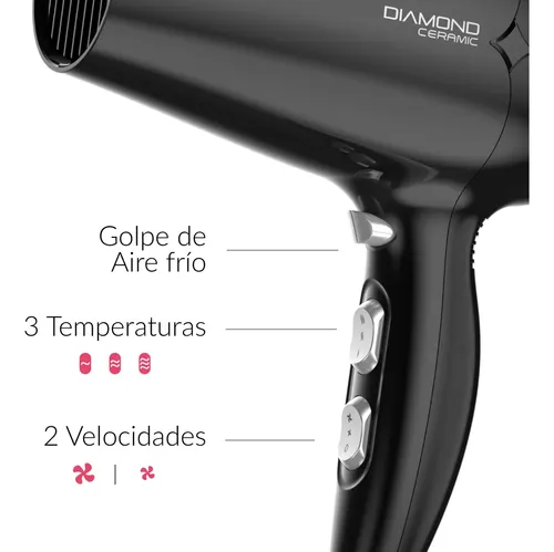 Secador De Pelo Ga.ma Italy Ceramic Black Con Boquilla