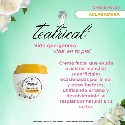 Crema Facial Aclaradora Teatrical X 100 G