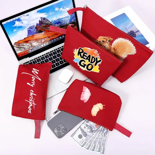 Bolsa De Maquillaje Sinzip De Lona De Algodón Con Correa, 10