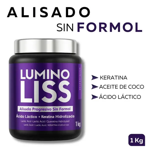 Alisado Progresivo Luminoliss Sin Formol x1k – Crema Alisadora Profesional Con Keratina y Coco Lacio Perfecto Brillo Y Nutricion