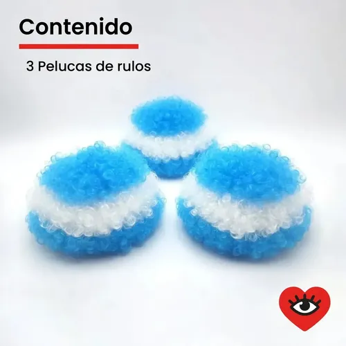 6.26cx Peluca X3 Rizada Rulos Argentina Mundial Gorro