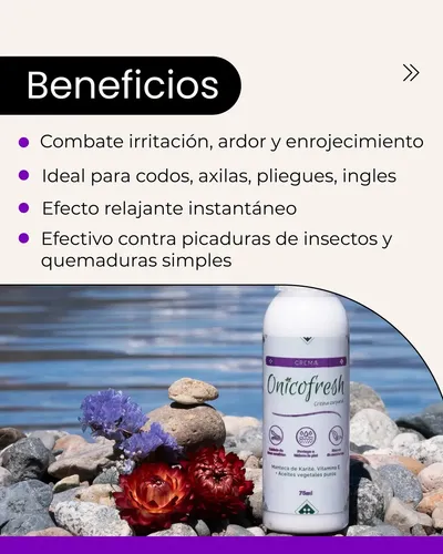 Crema Corporal Zonas Sensibles Codos Axilas Ingles Genital Pliegues Onicofresh Quemaduras simples Picaduras insectos Activos Naturales Lavanda Tea Tree