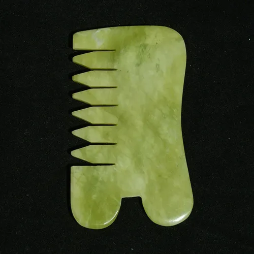 Peine Masajeador Verde De Piedra Natural Para Gua Sha