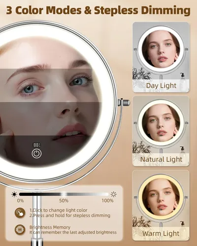 Espejo De Maquillaje Con Luz 30x Aumentos 9 Pulgadas Cromo