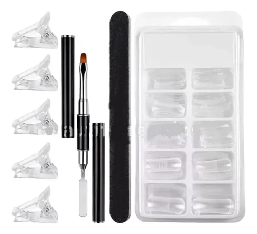 Kit X8 Cápsulas Dual Broches Sujetadores Pincel Lima Polygel