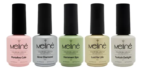 Kit X5 Esmaltes Meliné Gel On-off Color Uñas Semipermanente