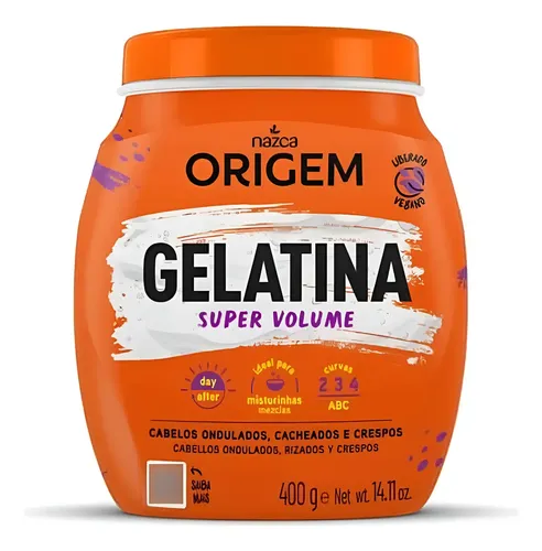 Origem Gelatina Super Volumen Day After Vegano Curly Girl