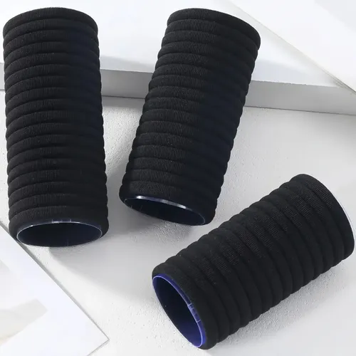 N 100 Ligas Negras Alta Elasticidad For Cabello Mujer .hs ,