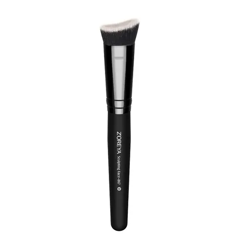 Set Brochas Maquillaje Negro Base Polvo Rubor Completo