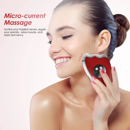 Placa Eléctrica Emcompr Con Raspador Facial Guasha Rojo