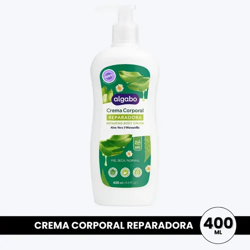Crema Corporal Nutritiva Hidratante Reparadora Algabo 400ml Fragancia Aloe vera y manzanilla