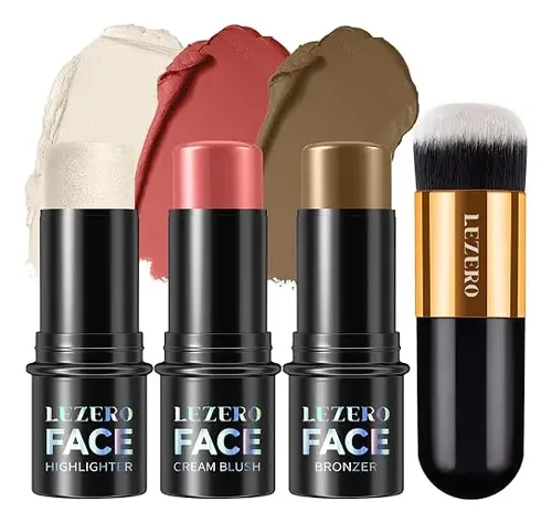 Lezero Kit Contorno Rostro Iluminador Rubor Bronzer Paleta