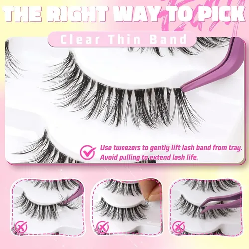 Pestañas Postizas Wispy Veleasha 5 Pares Banda Transparente