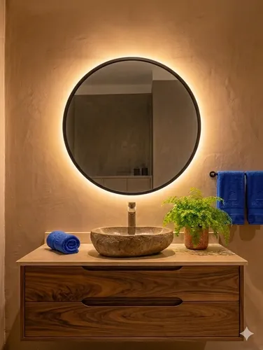 Espejo Redondo De 70 Cm Con Luz Led. Moderno Y Elegante