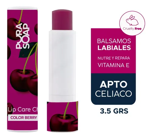 Bálsamo Labial Hidratante Con Color Duo Cherry y Cherry black Pura Soap