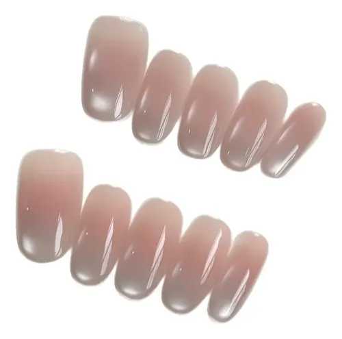Uñas Ovaladas Rosa Degradado Fantasma Perla