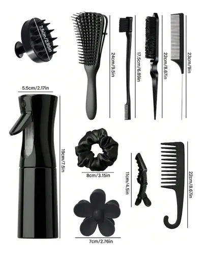 Kit 11 Peines Para Peinar Rizos Cabello Negro Negro