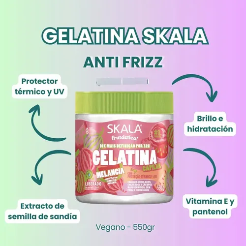 Gelatina Skala Melancia Frutastica Gel Anti Frizz Apta Curly