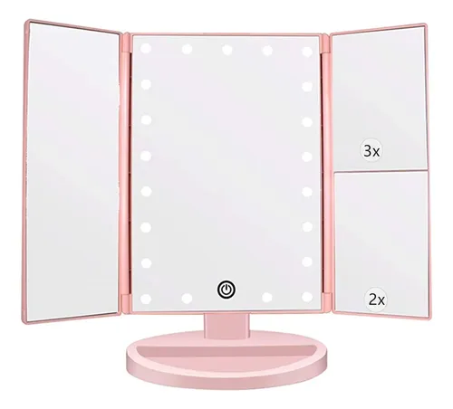 Espejo De Maquillaje Con Luz Led Flymiro 21 Led Rosa