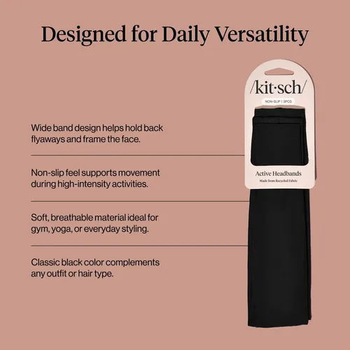 Cintas Para El Pelo Kitsch Antideslizantes – Negro (3 Uds)