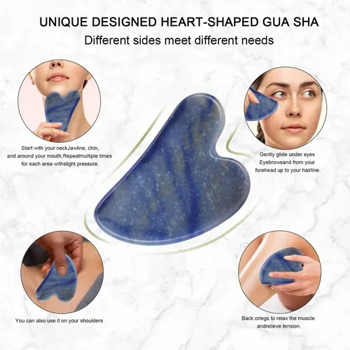 Rodillo Facial Xyzbstar Jade Y Gua Sha Masajeador Azul
