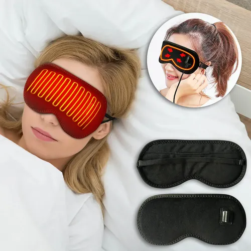 Antifaz De Ojos Con Compresión Caliente, Eléctrico, Negro Black