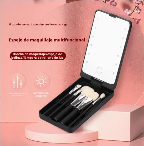 Espejo Maquillaje Led Rotación De 360°incluye Brochas .