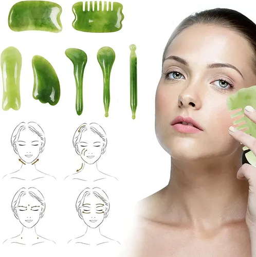 Set 7 Piezas Gua Sha Facial Masaje Antiedad Spa