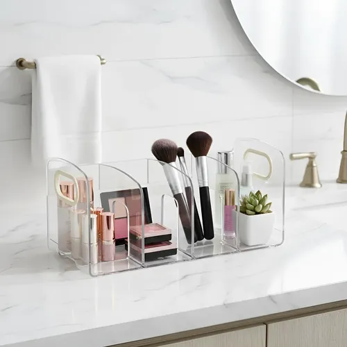 Organizador Acrilico Multiuso Cosmeticos 4 Divisiones X 2