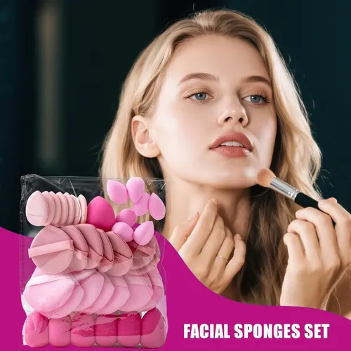 . Set De 35 Esponjas De Maquillaje Reutilizables Suaves