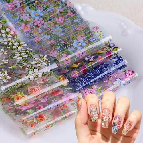 Nail Foil Floral Byjkyen Xf-038 10 Rollos