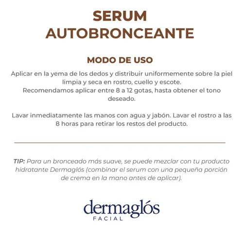 Serum Autobronceante Dermaglos Facial Todo Tipo De Piel