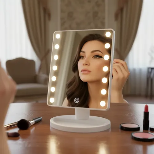 Espejo Luz Led Cálida Portátil Recargable Usb Maquillaje