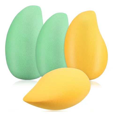 4 Esponjas De Maquillaje Forma De Mango Para Base Y Polvo Mu