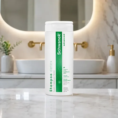 Shampoo Schwanek Detox Advanced Caída De Cabello Seborrea Cabellos Grasos 5 vitaminas brillo extremo, limpieza profunda