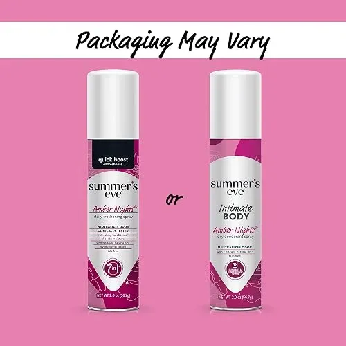 Spray Femenino Summers Eve Amber Nights Talco Libre 60ml