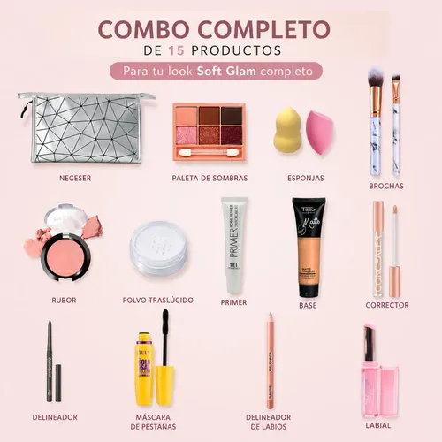 Combo Maquillaje Basico Rostro Labios Ojos Piel Iluminada