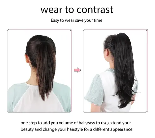Extensión De Cola De Caballo Hspjhtm, Cabello Sintético Negr