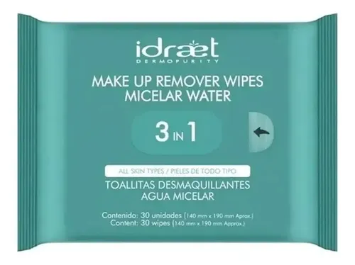 Toallitas Desmaquillantes Agua Micelar 3en1 Calmante Idraet.
