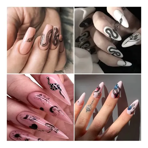 Ykzfui Stickers Uñas Góticos Serpiente 8 Hojas