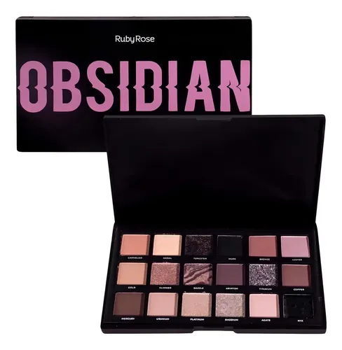 Paleta De Sombras De Ojos Obsidian Ruby Rose, Tono Hb580 De Color 18 colores