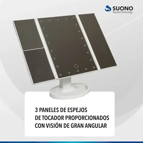 Espejo De Maquillaje Pantalla Táctil Luz Led Giratorio 180 Suono