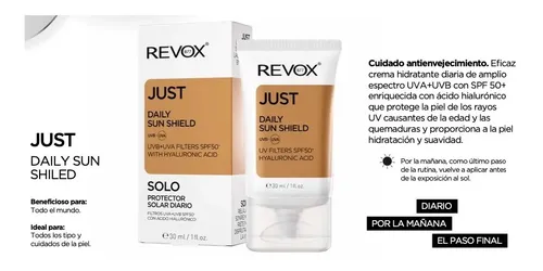 Revox Protector Solar Facial Spf50 Con Ácido Hialurónico 3c