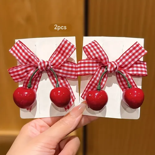 2 Horquillas Cereza Roja Dulce Diario 2 Piezas