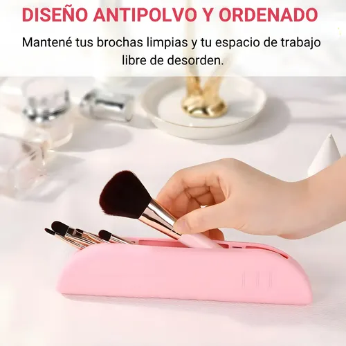 Estuche Para Brochas Maquillaje Silicona Cierre Magnético