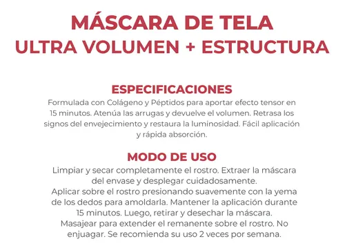 Mascarilla Facia Tela Dermaglos Ultra Volumen + Estructura