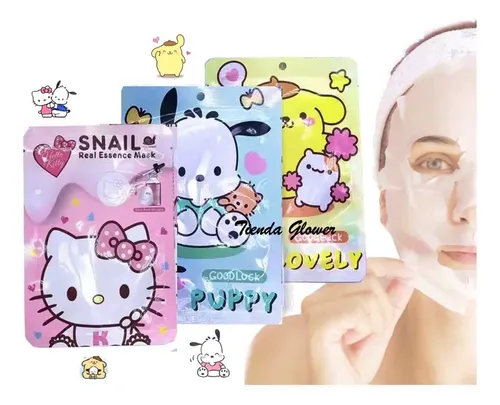 1 Mascarilla Facial Hidratante Sanrio, Kuromi, Hello Kitty