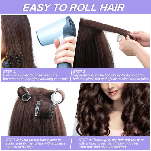 Rulos Para El Cabello Con Agarre Automático, Juego De 24