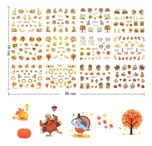 Adhesivos Para Uñas Bfy Thanksgiving Fall Water Transfer, 12