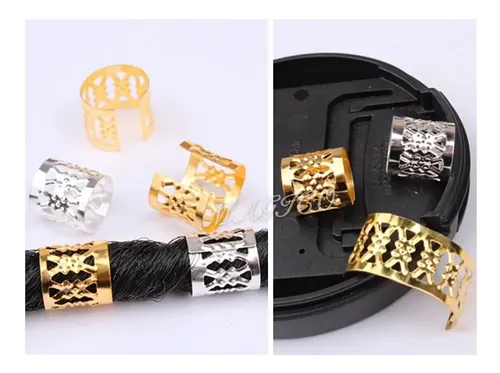 48 Anillos Cuffs Adornos Para Trenzas Rastas Plateado Dorado